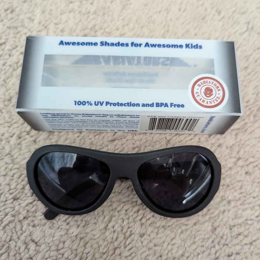 NIB Babiators Jet Black, 0-2 Years